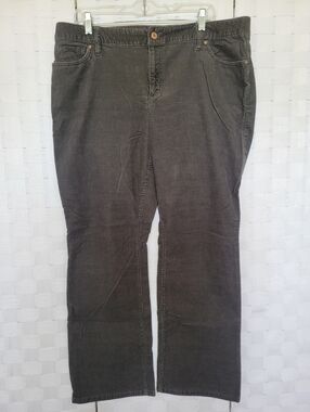 Lands End Dark Gray Olive Green Straight-Leg Corduroy Pants